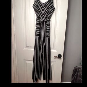 Monteau Striped Black and White Jumpsuit - Small
